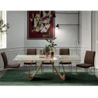 Fixed Rectangular Table with Wooden Base Made in Italy - Equatore Viadurini