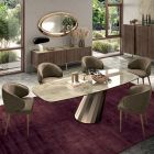 Fixed Rectangular Table in Steel and Ceramics Made in Italy - Trousers Viadurini