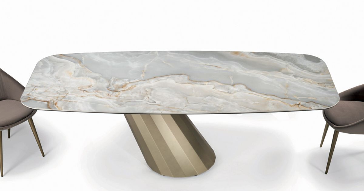 Fixed Rectangular Table in Steel and Ceramic