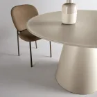 Fixed Round Table for Four People with MDF Base and Opaque Glass - Lumen Viadurini