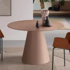 Fixed Round Table for Four People with MDF Base and Opaque Glass - Lumen Viadurini