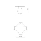 Fixed Round Table for Four People with MDF Base and Opaque Glass - Lumen Viadurini