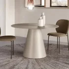 Fixed Round Table for Four People with MDF Base and Opaque Glass - Lumen Viadurini
