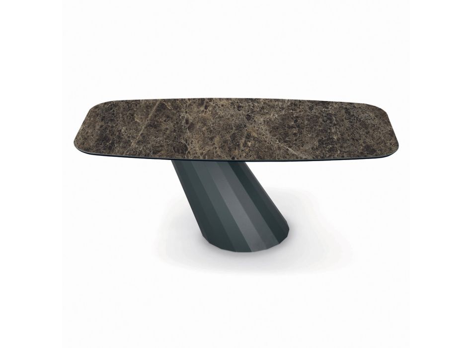 Ceramic Table and Base Graphite Finish Made in Italy - Trousers Viadurini