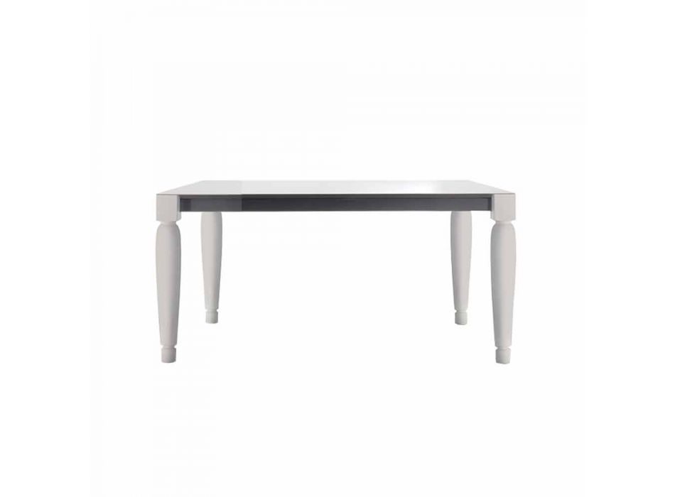 6 Seater Design Ceramic Table and White Wood Legs - Claudiano