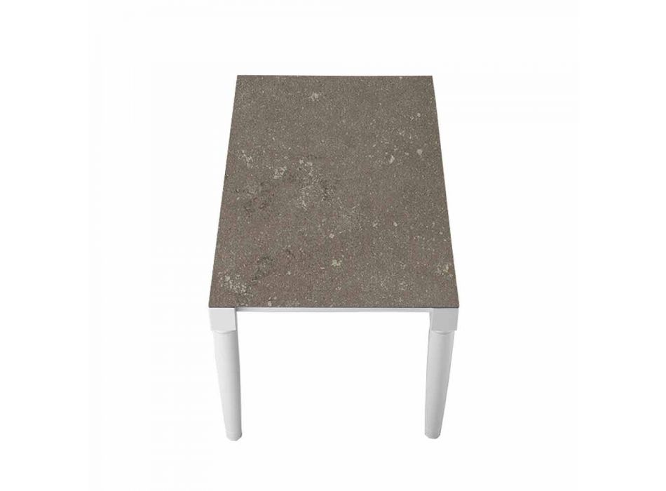 6 Seater Design Ceramic Table and White Wood Legs - Claudiano