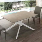 Lecce wooden table extendable up to 190 cm with crossed base Viadurini