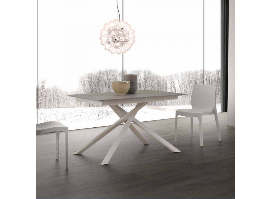 Lecce wooden table extendable up to 190 cm with crossed base Viadurini