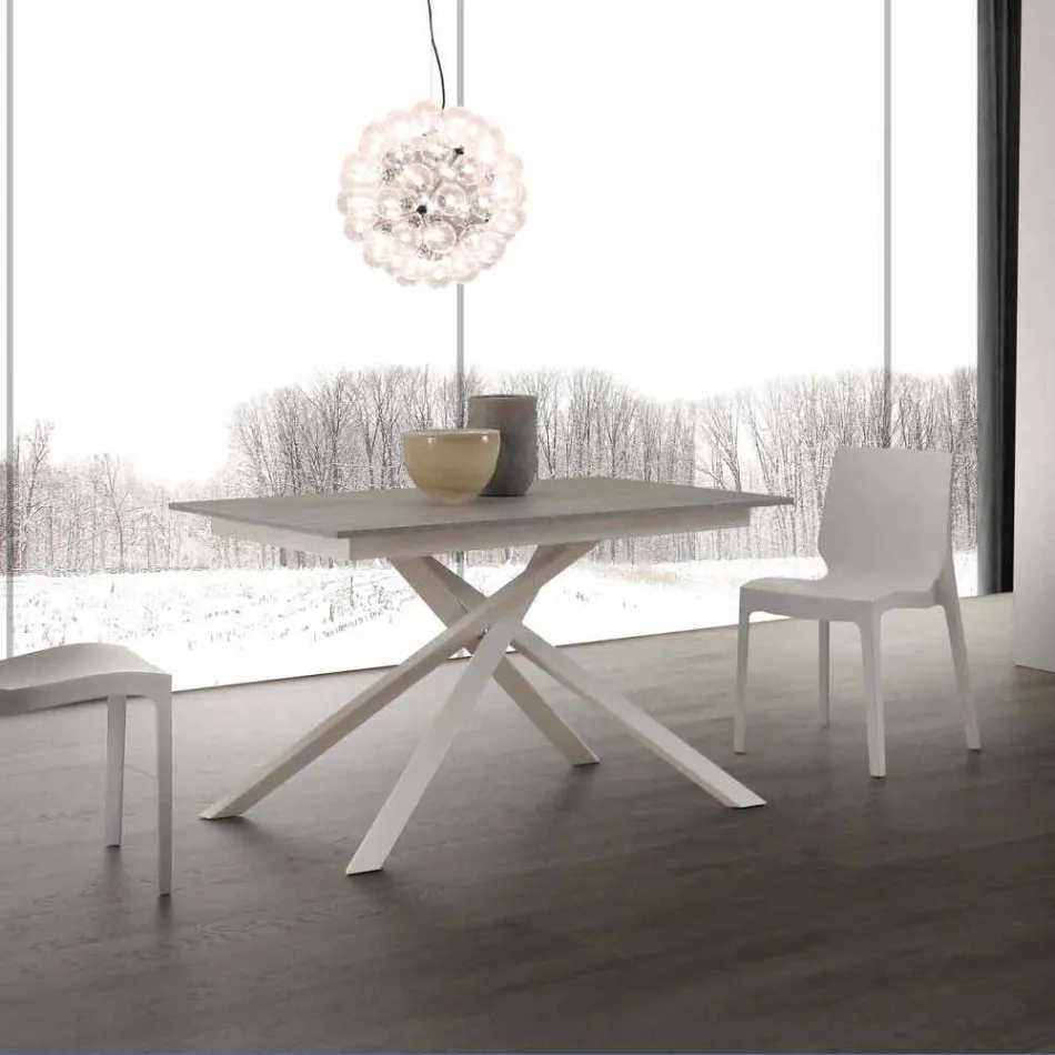 Lecce wooden table extendable up to 190 cm with crossed base Viadurini