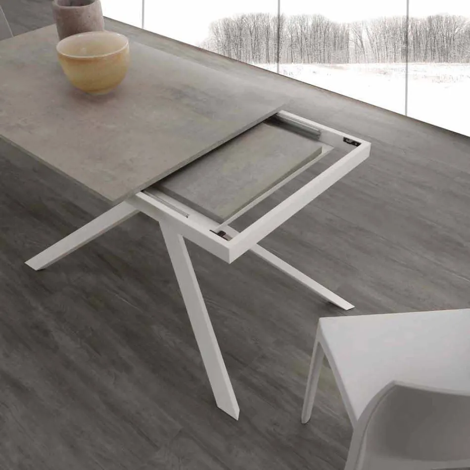 Lecce wooden table extendable up to 190 cm with crossed base Viadurini
