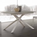 Extendable wooden table up to 190 cm, with crossed base, Lecce