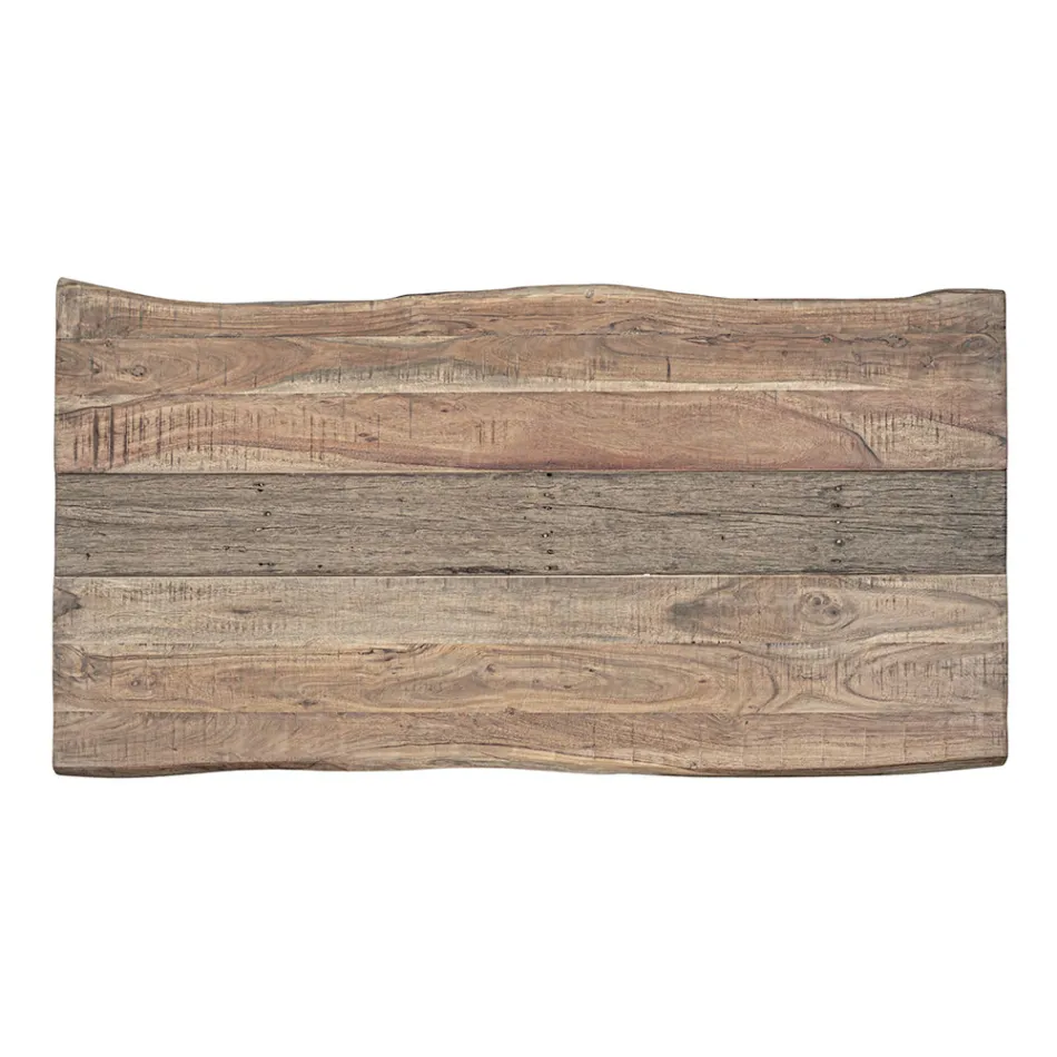 Table in Acacia Wood with Recycled Insert and Homemotion Steel - Zalma Viadurini