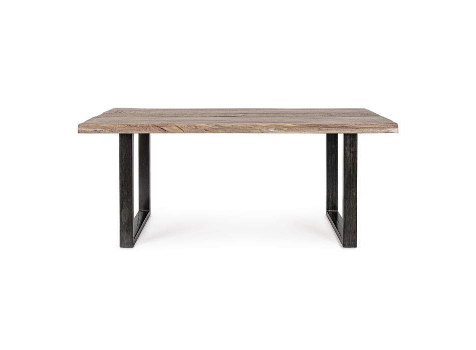 Table in Acacia Wood with Recycled Insert and Homemotion Steel - Zalma Viadurini