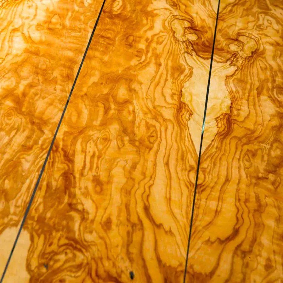 in olive wood and glass table Portofino square shape Viadurini