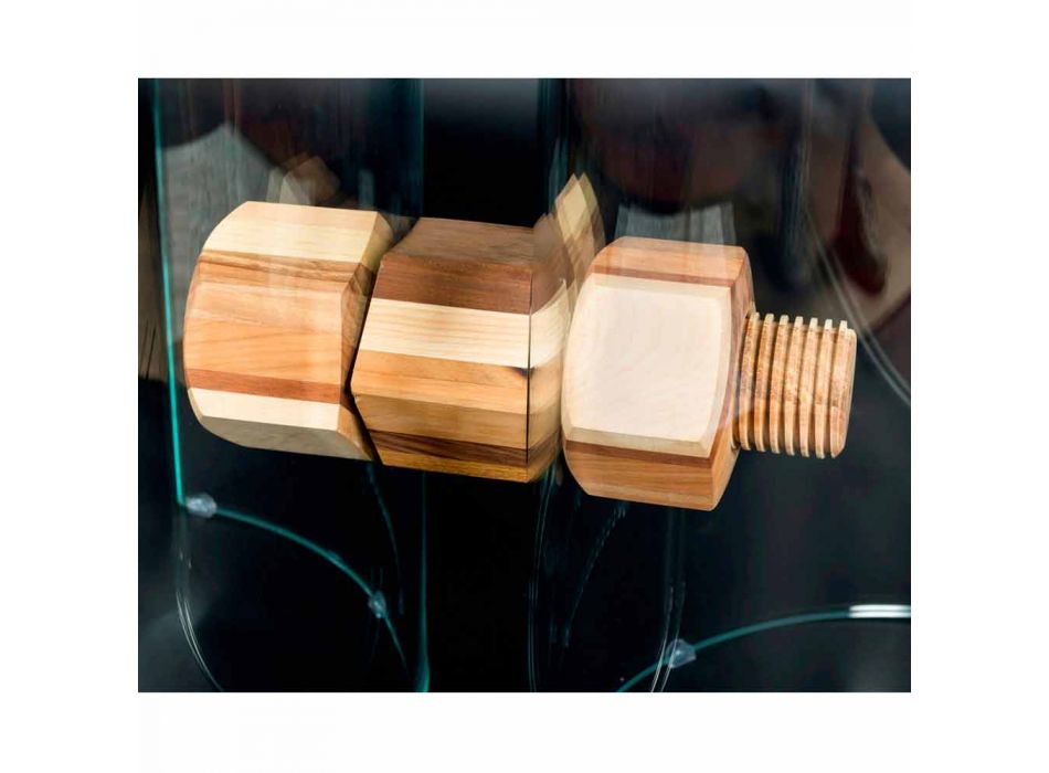 in olive wood table and Portofino VGnewtrend round glass Viadurini