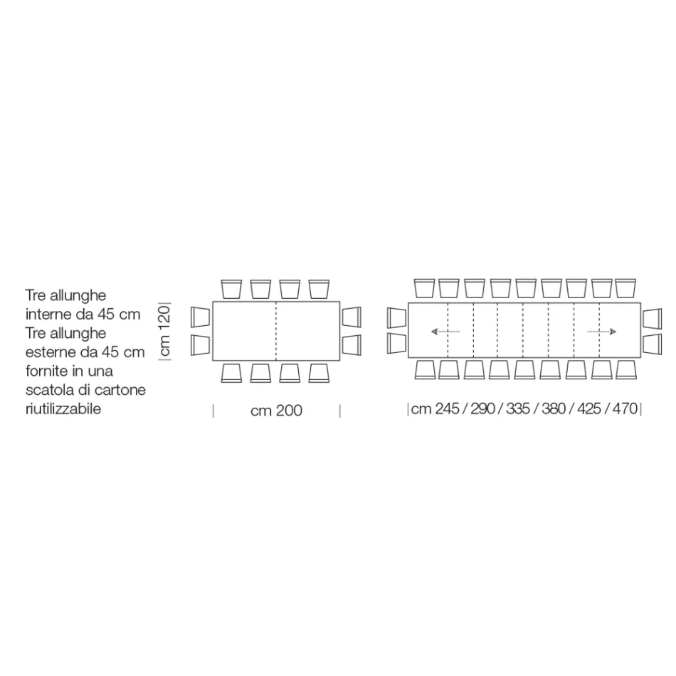 Extendable Laminate Wooden Table up to 470 cm Made in Italy – Gordito Viadurini