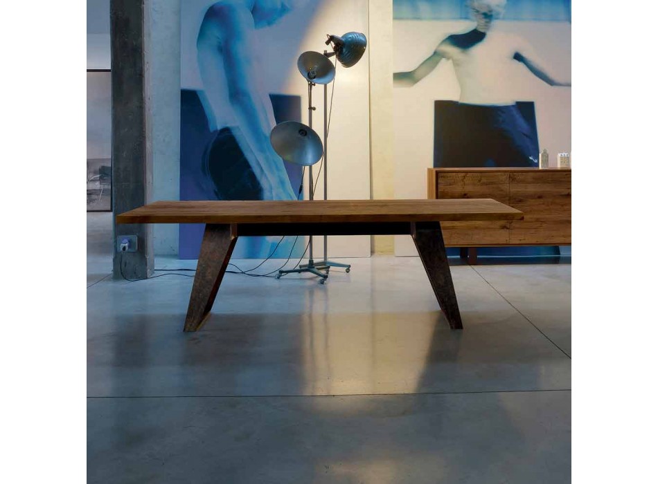 Modern design natural alder solid wood table, Antonio Viadurini