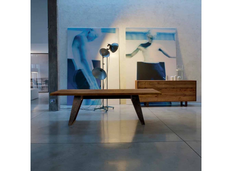 Modern design natural alder solid wood table, Antonio Viadurini