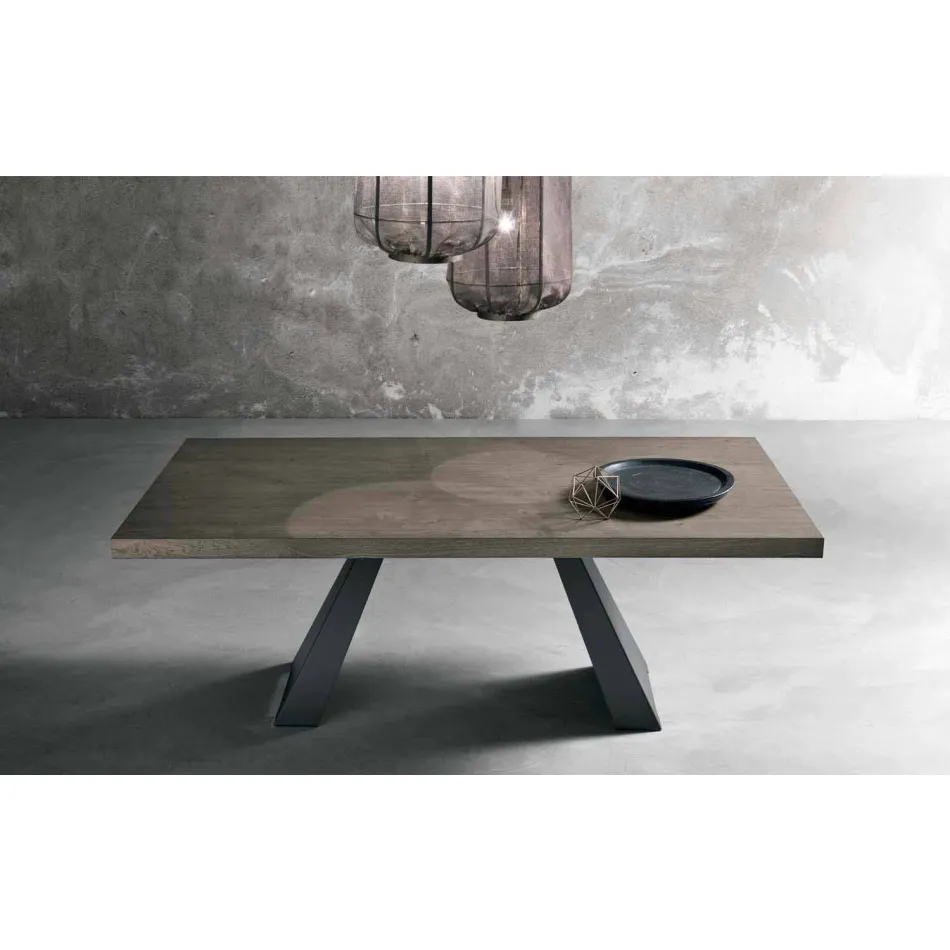 Modern knotted oak table made in Italy Zerba Viadurini