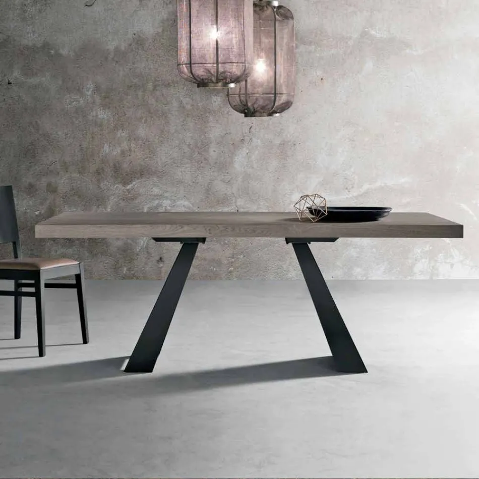 Modern knotted oak table made in Italy Zerba Viadurini