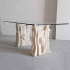Stone table with modern design crystal top Priamo Viadurini