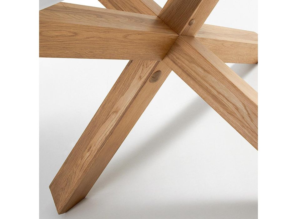 Table in Solid Oak with Natural Finish and Top in White Lacquered MDF - Lola Viadurini