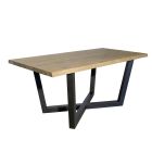 Knotted Oak Table with Iron Gray Metal Base Made in Italy - Gonna Viadurini