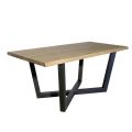 Knotted Oak Table with Iron Gray Metal Base Made in Italy - Gonna