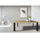Table in Knotted Masellato Oak and Metal Legs Made in Italy - Vicente Viadurini