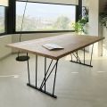 Square Knotted Oak Table and Metal Base Made in Italy - Consuelo