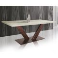 Table in Plated Oak with Squared Leaf Edge and Metal Made in Italy - Riad