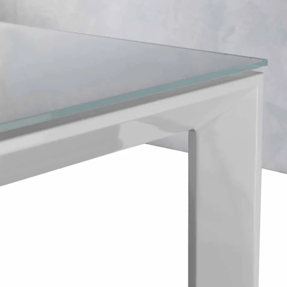 Extendable tempered glass table with single Phoenix book extension Viadurini