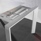 Extendable tempered glass table with single Phoenix book extension Viadurini