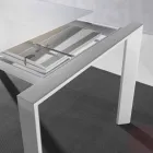 Extendable tempered glass table with single Phoenix book extension Viadurini