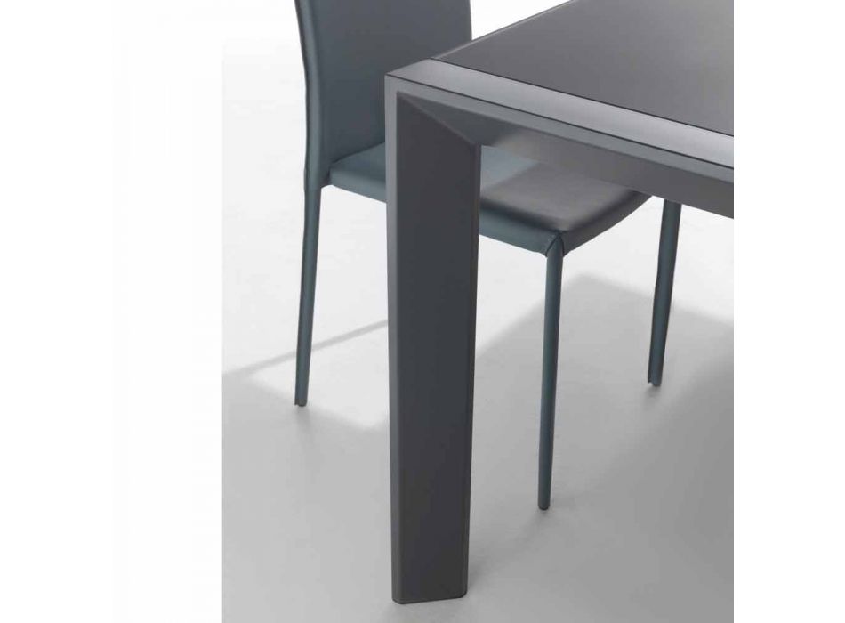 Extendable tempered glass table with single Phoenix book extension Viadurini