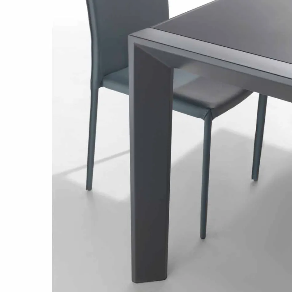 Extendable tempered glass table with single Phoenix book extension Viadurini