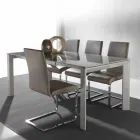 Extendable tempered glass table with single Phoenix book extension Viadurini