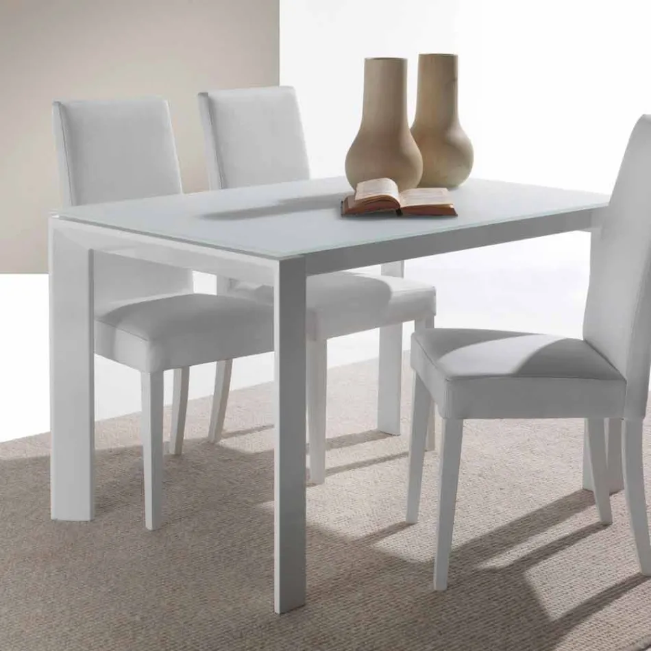 Extendable tempered glass table with single Phoenix book extension Viadurini