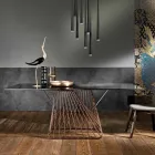 Modern design tempered glass table made in Italy, Mitia Viadurini