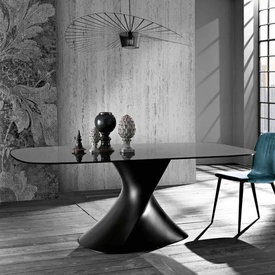 Tempered glass table of modern design produced in Italy, Clark Viadurini