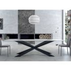 Table in Transparent Glass and Black Steel Made in Italy – Grotta Viadurini