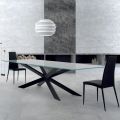 Table in Transparent Glass and Black Steel Made in Italy – Grotta