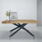 Extendable Indoor Table in Solid Wood and Metal Made in Italy - Khal Viadurini
