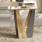 Living Crystal Table with Wood and Metal Base Made in Italy - Dementor Viadurini