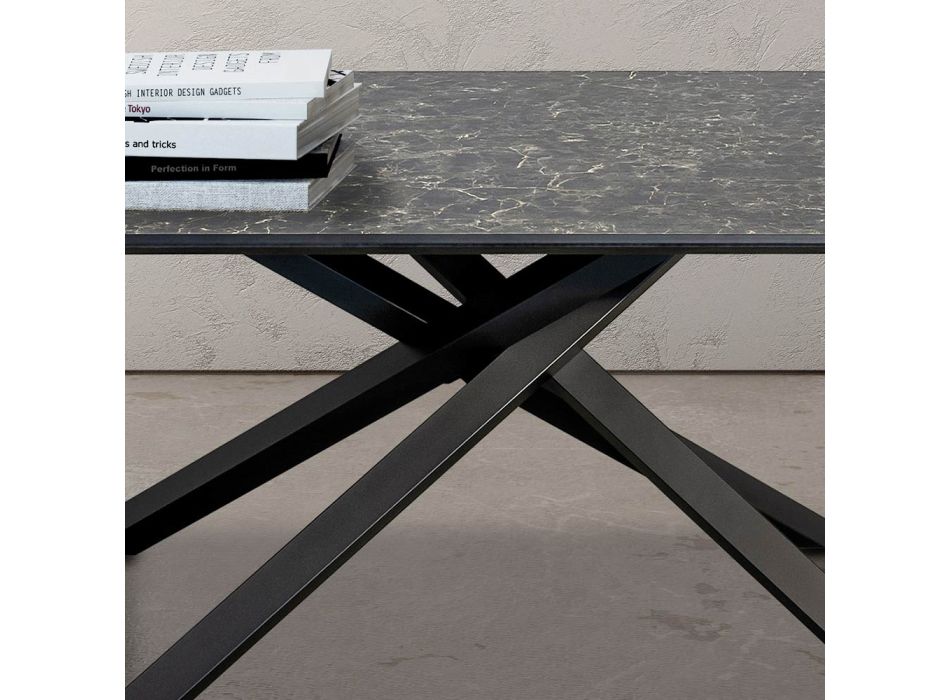 Living Table in HPL with Iron Gray Metal Base Made in Italy - Shagor Viadurini