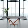 Living Table in HPL with Nuvolato Copper Metal Base Made in Italy - Patty