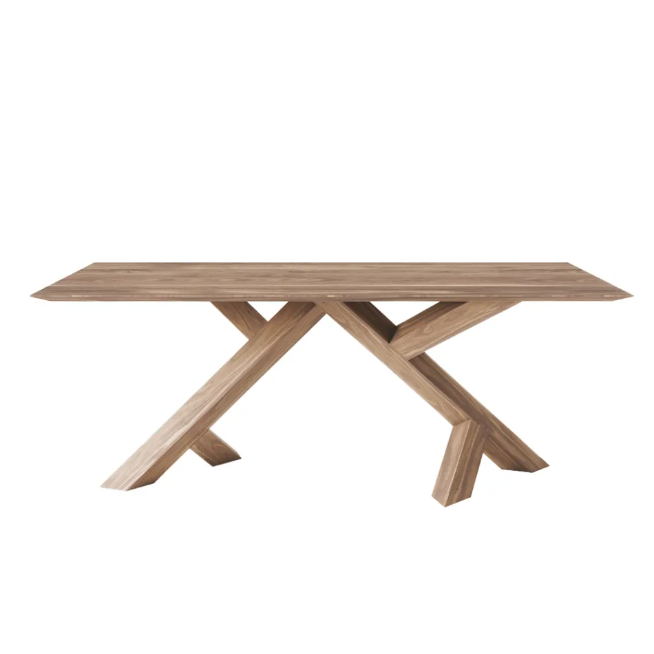 Living Table in Real Solid Knotted Walnut Made in Italy - Boromir Viadurini