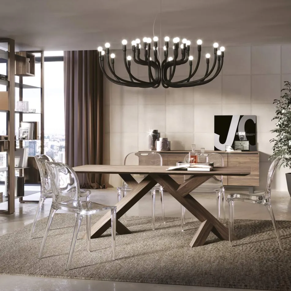 Living Table in Real Solid Knotted Walnut Made in Italy - Boromir Viadurini