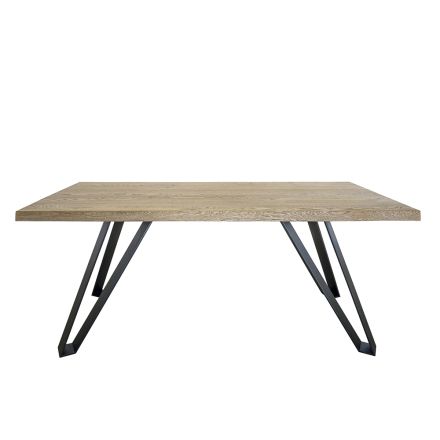 Living Table in Solid Oak with Metal Base at the Top Made in Italy - Cedric Viadurini