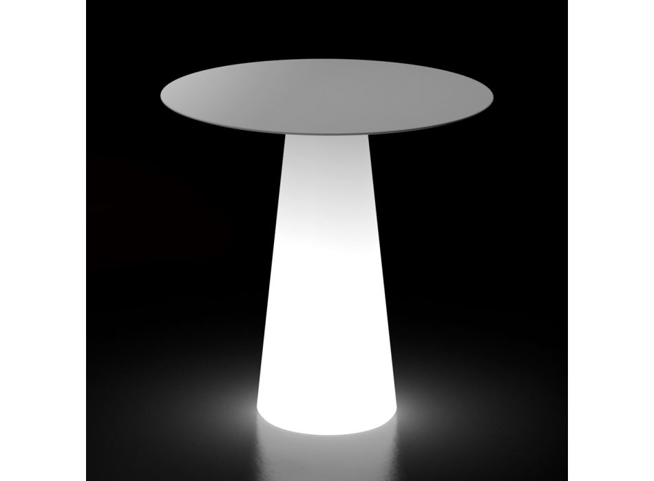 Outdoor Light Table with LED Light Base and Round Top Made in Italy - Forlina Viadurini
